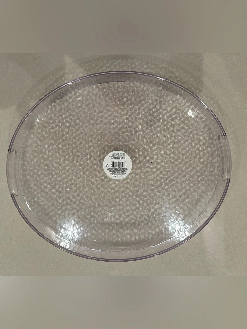 Clear Oval Serving Tray with Cutout Handles - Transparent